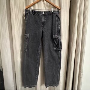 Madewell Low Slung Cargo Jeans Black Wide Leg Y2K 29